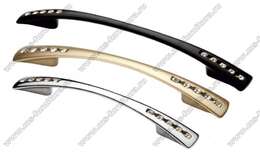 Ручка-скоба со стразами 96 мм матовый черный 5308-012 Ручка-скоба со стразами 96 мм матовый черный 5308-012