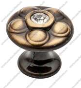 Ручка-кнопка бронза со стразами 6095-08 Ручка-кнопка бронза со стразами 6095-08