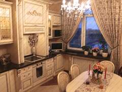 Кухня с фасадами Олимпия бук Белый с золотой патиной Кухня с фасадами Олимпия бук Белый с золотой патиной