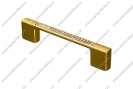 Ручка-скоба с белыми стразами 96/128 мм матовое золото 5379-04 Ручка-скоба с белыми стразами 96/128 мм матовое золото 5379-04