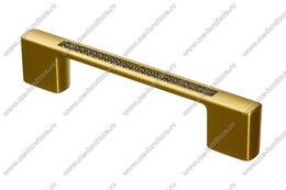 Ручка-скоба с черными стразами 96/128 мм матовое золото 5379-04-04/011 Ручка-скоба с черными стразами 96/128 мм матовое золото 5379-04-04/011