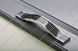 Ручка-скоба 160 мм хром+черный с серебром ML-160-02/23 Ручка-скоба 160 мм хром+черный с серебром ML-160-02/23