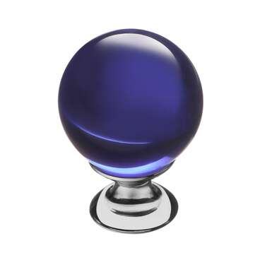 Ручка-кнопка синее стекло + хром KF10-13 1