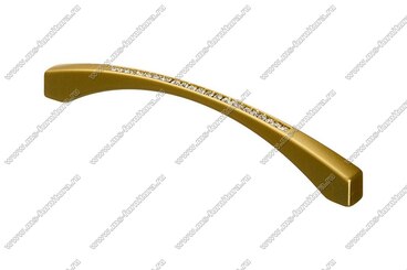 Ручка-скоба 128 мм матовое золото с белыми стразами 5471-04/06 1