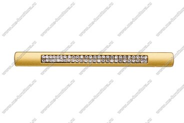 Ручка-скоба с белыми стразами 96/128 мм матовое золото 5379-04 3