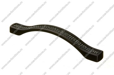 Ручка-скоба 128 мм матовый черный с черными стразами 5348-012-06/011 1
