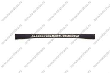 Ручка-скоба 128 мм матовый черный с белыми стразами 5471-012/06 2