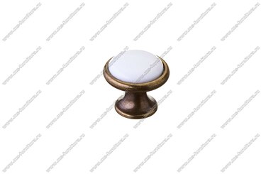 Ручка-кнопка античная бронза с керамикой Белый 6072-08-046 1