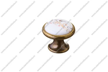 Ручка-кнопка античная бронза с керамикой Вьюнок 6072-08-041 1