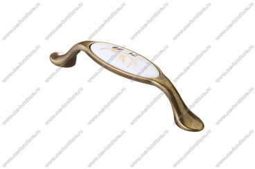 Ручка-скоба 96 мм античная бронза с керамикой Золотой колосок 5353-08-040 1
