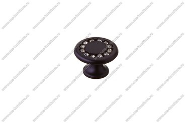 Ручка-кнопка со стразами матовый черный 6058-012 1