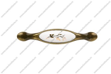 Ручка-скоба 96 мм античная бронза с керамикой Золотой колосок 5353-08-040 2