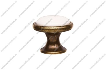 Ручка-кнопка античная бронза с керамикой Белый 6072-08-046 2