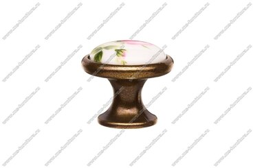 Ручка-кнопка античная бронза с керамикой Роза 6072-08-044 1