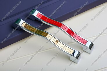 Ручка-скоба 128 мм хром со вставкой красный LS-128-02/08 4