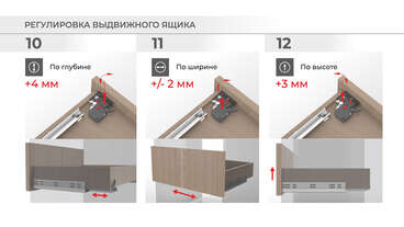 Направляющие скрытого монтажа полного выдвижения 450 B-slide 3D регулировка, синхронизация DB9991Zn/450 5