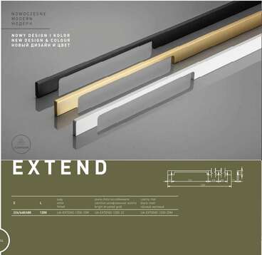 Ручка мебельная алюминиевая EXTEND L-1200 мм, белый UA-EXTEND-1200-10M 4